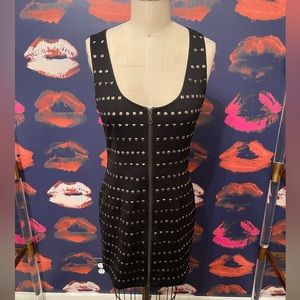 Bodycon metal stud zipper dress